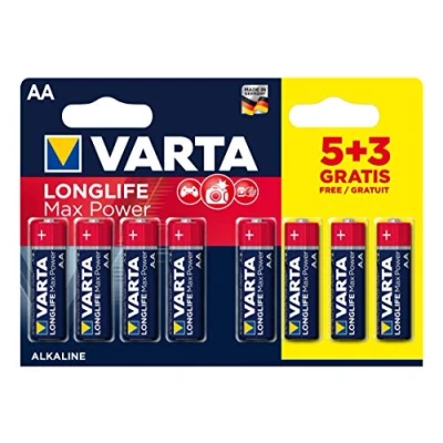 Bild av Varta 4703101428 Longlife Max Power (Max Tech) alkaliskt batteri, AA LR6, förpackning med 5 + 3 batterier designen kan variera något, sparpaket, reklamartiklar