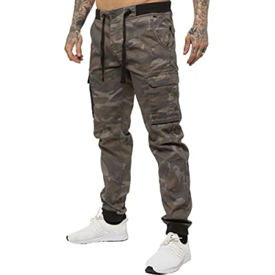Bild av Enzo Herr militär strid joggingbyxor kamouflage cargo arbetsbyxor, Grå, 30W x 32L
