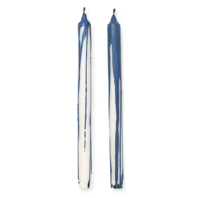 Bild av Ferm Living Dryp Candles Set of 2 Stearinljus Deep Blue Ø: 2.2 x H: 30 cm