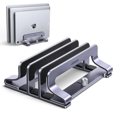 Bild av UGREEN Vertikalt Laptopstativ Aluminium stativ Platsbesparande laptophållare med termisk bas för bärbara datorer, MacBook Air, Pro, Samsung, iPad, surfplattor