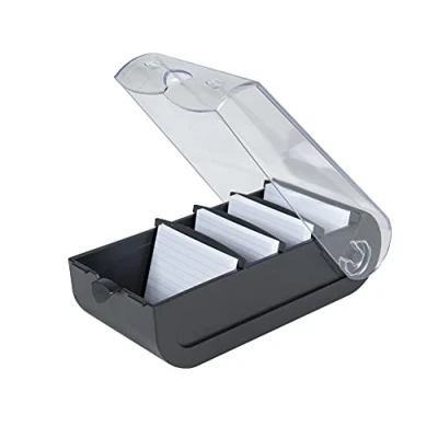 Bild av Exacompta Ref 5331423D 1 Learning box BUNNYBOX A8 mått 19,5 x 10 6,2 cm kontorsfärg svart/kristall rymmer upp till 650 kort 100 blanka linjerade och 5 avdelare ingår