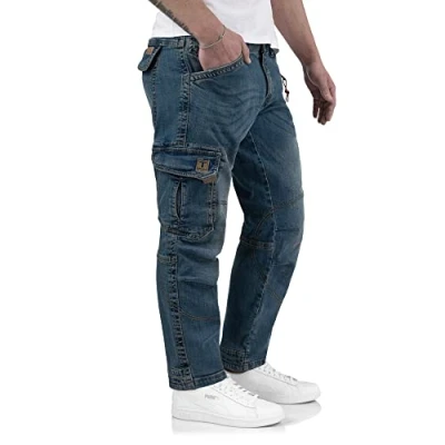 Bild av Timezone Cargojeans för män, Benito TZ 3387 (W33/L32), skrubb blå tvätt, 33W x 32L