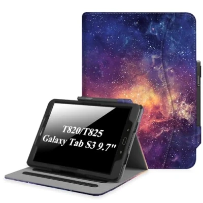 Bild av Fintie fodral för Samsung Galaxy Tab S3 9,7 tums surfplatta (SM T820/T825) [hörnskydd] flervinkels visningsstativ med skyddande S pennhållare kortficka automatisk sov/vakna, galax