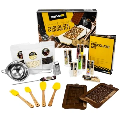 Bild av DIBYS Gör Det Själv Choklad Tillverknings Kit för Barn &amp; Vuxna Verktyg Set med Naturliga Ingredienser 12 Toppings Present Perfekt Födelsedagar DIY Chocolate Making