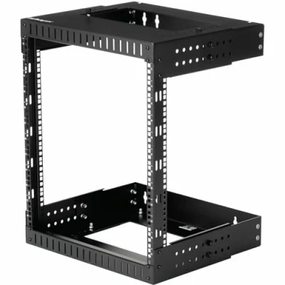Bild av StarTech.com 12U väggmonterat nätverksställ med 2 stolpar, öppen ram 19 tum serverställ, justerbart djup, väggdataback för IT/AV fästmuttrar och skruvar ingår (RK12WALLOA)