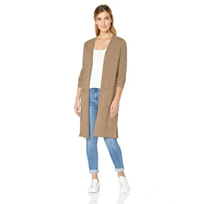 Bild av Amazon Essentials Women&#039;s Lätt cardigan tröja i längre längd (finns plusstorlek), Kamelbrun ljung, M