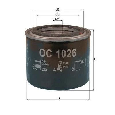 Bild av MAHLE ORIGINAL OC 1026 Filtre à huile avec un clapet de non retour vissé