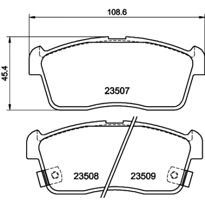 Bild av HELLA 8DB 355 009 631 Jeu de plaquettes frein avec indicateur d&#039;usure SUZUKI: IGNIS 2, Celerio, Alto VI, DAIHATSU: Cuore 6, Sirion II, Trevis
