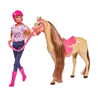 Bild av Simba 105730939 Steffi LOVE Ridtur med Fullt Rörlig Kropp,Iiklädd Snygga Ridkläder i Sällskap av Sin Häst, L:27 cm + 29 cm, Från 3 år