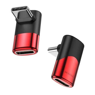 Bild av MOGOOD USB C 90 graders adapter, kontakt till uttag förlängare adapter typ dataöverföring PD100 W snabb laddning och gå igenom 8K@60Hz video, för ångdäck tillbehör fler enheter