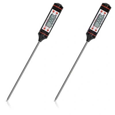 Bild av kwmobile 2 x digital köttermometer kock termometer för BBQ kött grill mjölk vatten stektermometer instickstermometer mätinstrument set