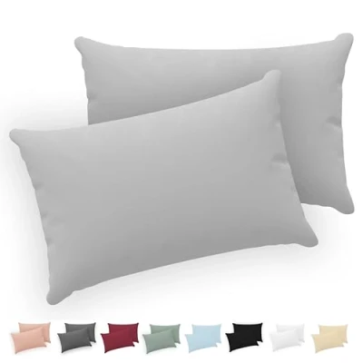 Bild av Twinzen® Örngott 30x50 cm (Set om 2) Jersey 100% bomull 150 GSM Grå Kuddfodral med dragkedja Oeko Tex certifierad