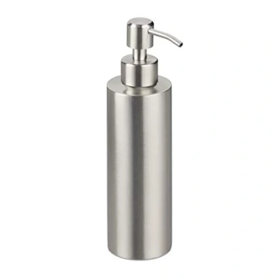 Bild av 4 x tvåldispenser, påfyllningsbar, badrum, toalett, kök, pump för flytande tvål, borstat rostfritt stål, 300 ml, silver