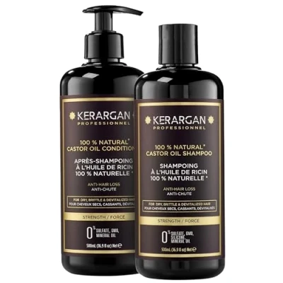 Bild av Kerargan Shampoing et Après à l’Huile de Ricin d’Argan Stimule la Pousse Sans Sulfate, Paraben Silicone 2x500 ml