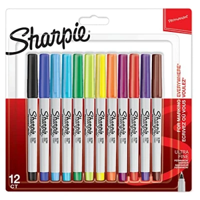 Bild av Sharpie Permanenta markörer Ultrafin spets för exakta märken blandade färger 12 markörpennor