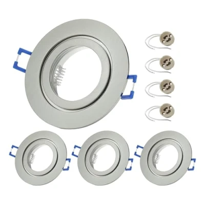 Bild av Söt Led 4x Inbyggnadsramar inkl. GU10 Sockel 230V IP44 Inbyggda Ljusramar Aluminium Spots för Badrum Möbellampor Downlight Spot Rund, Borstad Krom