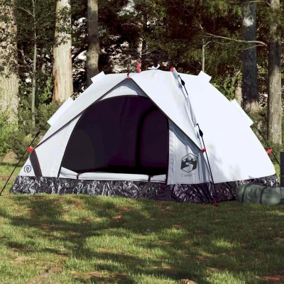 Bild av vidaXL Kupoltält 3 personer vit mörkläggningstyg snabbrest, tält, campingskydd, trädgårdsskjul, trädgårdstält, utomhusskydd, lättviktstält