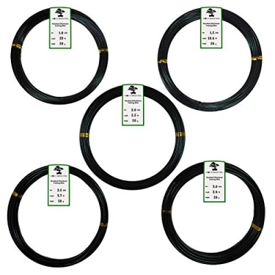 Bild av Grow A bonsai Tree anodiserat aluminium träningstråd 5 storlek startset med canvasväska 1,0 mm, 1,5 2,0 2,5 3,0 mm (147 fot totalt) välj din färg (5 storlekar, svart)