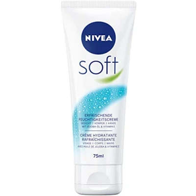 Bild av NIVEA Soft uppfriskande fuktkräm (75 ml), närande mjuk kräm med E vitamin och jojobaolja, snabbabsorberande hudkräm