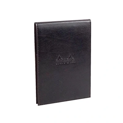 Bild av RHODIA 118139C Urklipp fodral + häftat anteckningsblock nr. 13 svart A6 små fyrkanter 80 avtagbara ark vitt Clairefontaine papper g/m pennhållare fuskläder, 115 x 158 mm