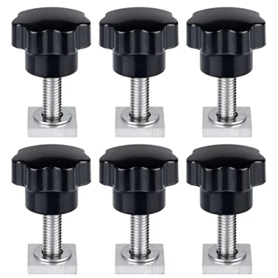 Bild av M8 t spår adapter, spårstenar, 6 stycken snabbkopplingsklämmor i metall, takbox med stjärnhandtagsmutter och brickor, spårstenar set för takbox, relinghållare