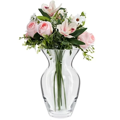 Bild av Belle Vous Kristallklara Glasvas 18 cm Modern, Dekorativ &amp; Cylinderformad Blomvas i Glas Till Bordsdekoration Hemma/på Bröllop, Kontorsdekor eller Gåva