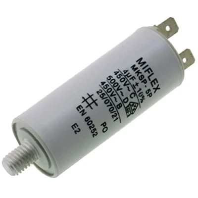 Bild av Startkondensator motorkondensator 4 µF 450 V 25 x 58 mm kontakt M8; Miflex; 4uF