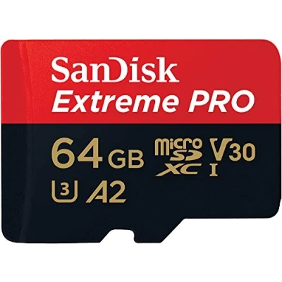 Bild av SanDisk 64 GB Extreme PRO microSDXC kort + SD adapter RescuePro Deluxe, upp till 200 MB/s, med A2 app prestanda, UHS I, klass 10, U3, V30