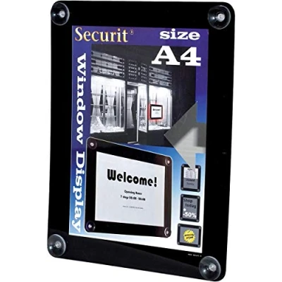 Bild av Plakat Ramme Securit A4 UV resistent Sort til vindue,stk