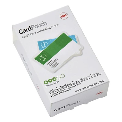 Bild av GBC Lamineringsfickor För Kort, 54 x 86 mm, Glansiga, 2 125 Mikron, 100 Pack, 3740300