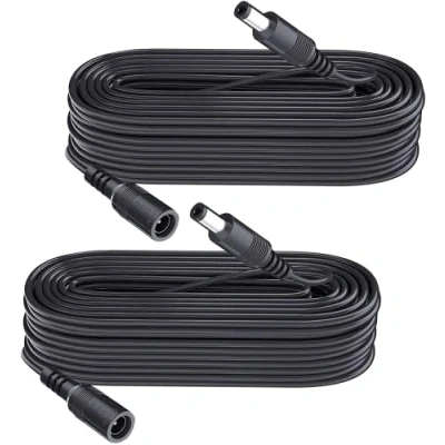 Bild av 2 pack 10 m DC förlängningssladd, kontakt 5,5 mm x 2,1 mm, hane till hona kontakt, 5 V 6 9 12 24 för säkerhetskameror, DVR, router, skrivare, LED remsa, svart