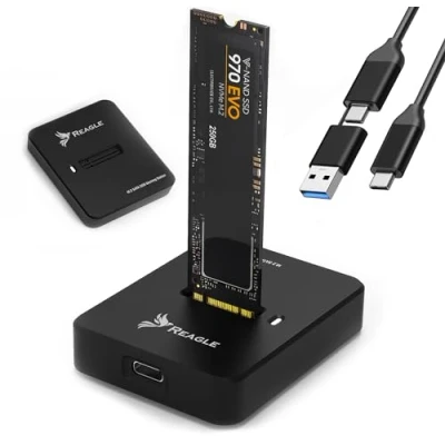 Bild av Reagle Adapter M.2 NVMe &amp; SATA SSD, USB C 3.2 Gen 2, 10 Gbps, verktygsfri installation, dockningsstation, stöd för 2230/2242/260/2280, plug and play