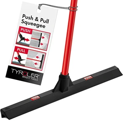 Bild av Tyroler tryck och drag våtrum golv skrapa kraftig 44 cm huvud 100 % gummi, 140 aluminium 4 delad långt handtag Squeegee Mop perfekt för ädelträ, marmor, kakel, garage, inomhus