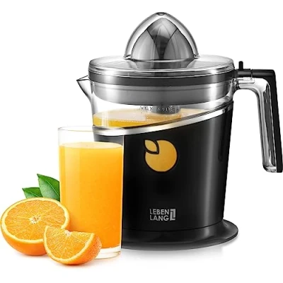 Bild av LEBENLANG Juicepress elektrisk 800 ml &amp; justerbar sil apelsinpress, citruspress, citronpress, fruktpress, elektronisk apelsinjuicepress