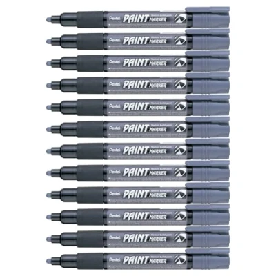 Bild av Pentel MMP20 NO Permanent märkpenna 2,0 mm rund spets lackmärkpenna 12 stycken, grå