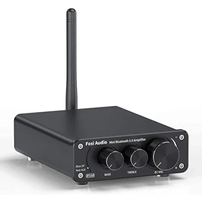Bild av Fosi Audio BT10A Bluetooth 5.0 förstärkare stereo ljudmottagare, 2 kanals klass D mini Hi Fi integrerad TPA3116 Amp, för hemmaljudshögtalare 50 W x 2, med 19 V 4,74 A strömförsörjning