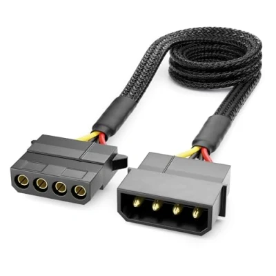 Bild av deleyCON 60cm 4 Polig Molex Förlängningskabel MXI Strömförsörjning för PC Komponenter Hane till Hona Svart