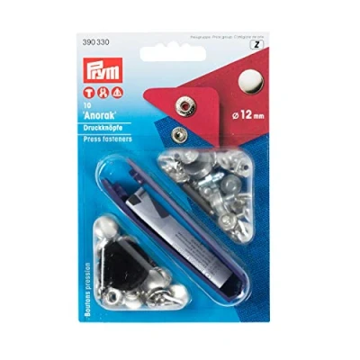 Bild av Prym Anorak Mässing Silver (12mm) Sömlös Tryckknapp 10 Bitar
