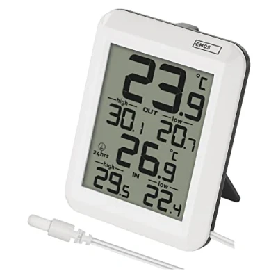 Bild av EMOS Digital termometer, utomhustermometer/inomhustermometer med 0,9 m kabelsensor och 24 timmars minnesfunktion, C/F, batteridriven