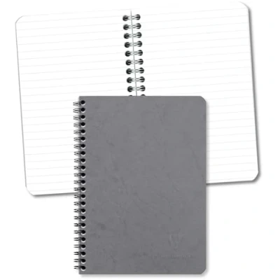 Bild av Clairefontaine 785365C Agebag spiralbok (DIN A5, 14,8 x 21 cm, 50 ark, linjerad, dubbel spiralbindning, praktisk för resor, robust och belastbar) 1 st grå