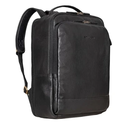 Bild av STILORD &quot;Beck&quot; Business Ryggsäck män läder stor laptop 16 tum dagryggsäck stadsryggsäck vintage uni studenter, svart, L,