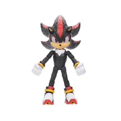 Bild av Sonic The Hedgehog 3 Movie Shadow Collector leksaksfigur av Jakks Pacific, står 13 cm lång, mycket artikulerad för pojkar/flickor, officiellt licensierad film, föreslagen åldrarna 3+