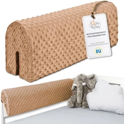 Bild av Sängkantsskydd för barnsängar 50 cm skydd sängram babysäng fallskydd till resårmadrass sängstång med överdrag kantskydd barnsäng Beige