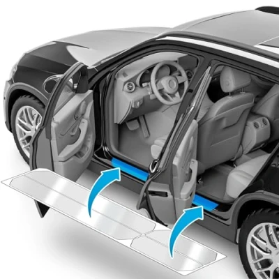 Bild av uProtect skyddsfilm för trösklar till bildörrar Skoda Kodiaq NS7 I 2017 2024 skyddsfolie bildörr lackskyddsfolie med installationstillbehör transparent glansig