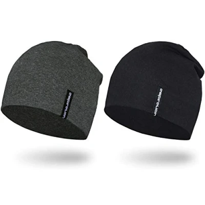 Bild av Epireak 9 tum multifunktionella lätta mössor hattar, solskydd löpning skalle keps hjälmfoder sovmössor för män kvinnor [2 pack] Black+Dark Grey Melange