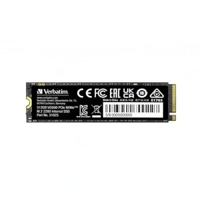 Bild av Verbatim Vi5000 NVMe M.2 Internal SSD, intern SSD enhet med 512 GB datalagring och PCIe Gen 4 gränssnitt, solid state Drive för gamingdator Playstation 5, svart