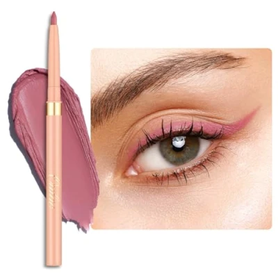 Bild av OULAC Eye Liner &amp; läppstift rosa 2 i 1, torktålig, vattentät vridbar kajalpenna, långvarig matt finish, snabbtorkning, högpigmenterad, vegansk (L01) Dusty Rose