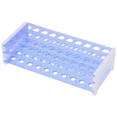 Bild av stonylab Provrörsställ, 3 nivåer avtagbar blå plast provrörställ rörhållare stativ ställ för laboratorievetenskapliga experiment, 18 mm 50 plats