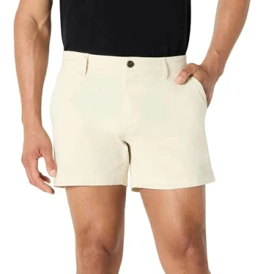Bild av Amazon Essentials Herr Slim Fit 5 tum platt framsida komfort stretch chino kort (tidigare Goodthreads), benvit, 31