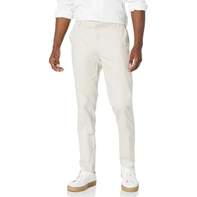 Bild av Amazon Essentials Herr Slim Fit Skrynkelbeständig platt framsida stretch Chino byxa, sten, 34 B x 29 L